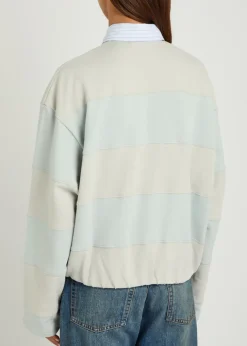 Striped cotton polo sweatshirt
