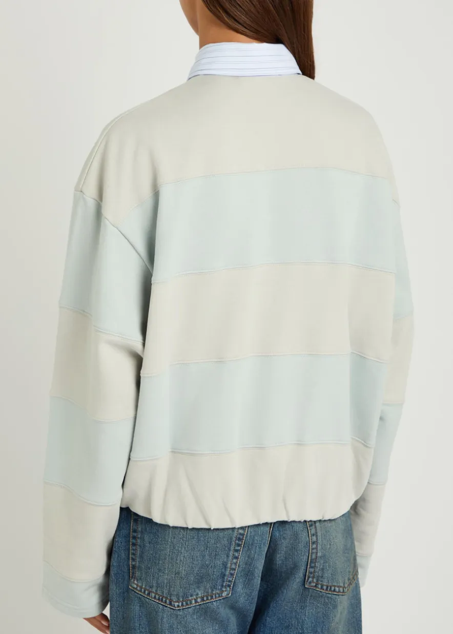 Striped cotton polo sweatshirt