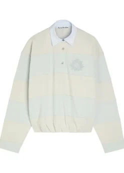 Striped cotton polo sweatshirt