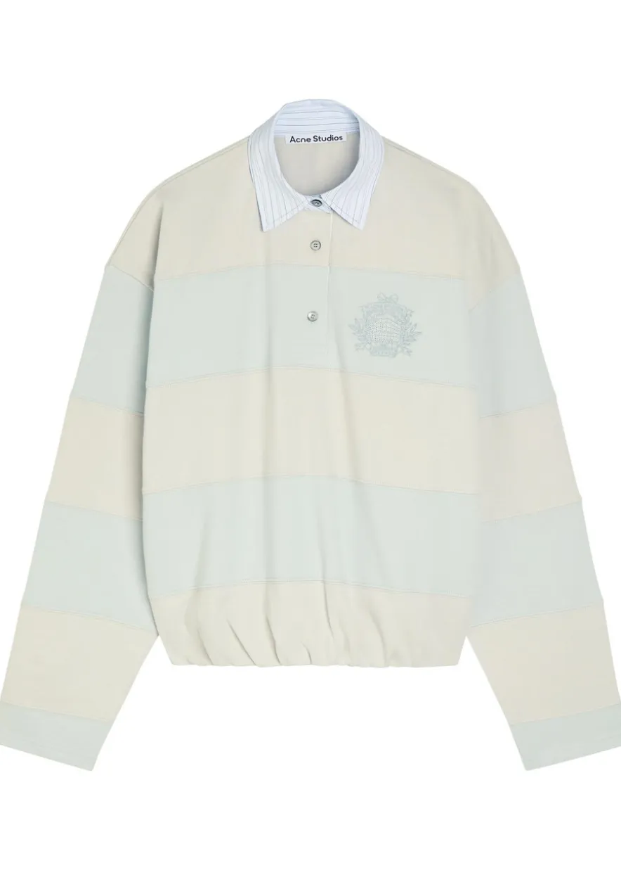 Striped cotton polo sweatshirt
