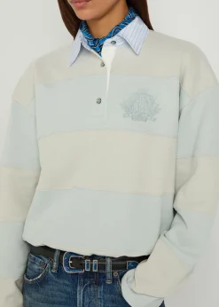 Striped cotton polo sweatshirt