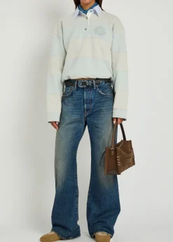 Striped cotton polo sweatshirt