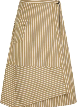 Striped cotton-poplin wrap midi skirt