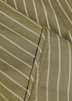 Striped cotton-poplin wrap midi skirt