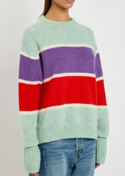 Striped crew-neck wool jumper