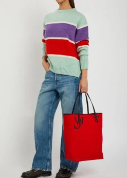 Striped crew-neck wool jumper