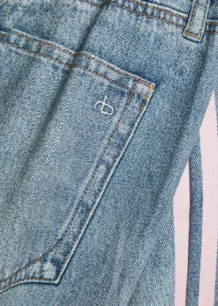 Striped denim-print cotton track pants