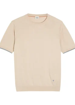 Striped detail knit cotton T-shirt