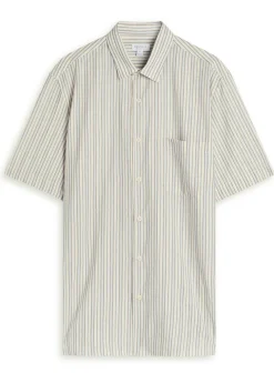 Striped embroidered cotton shirt