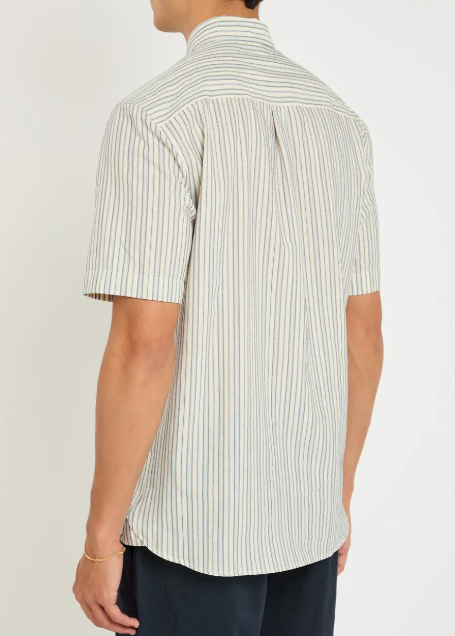 Striped embroidered cotton shirt