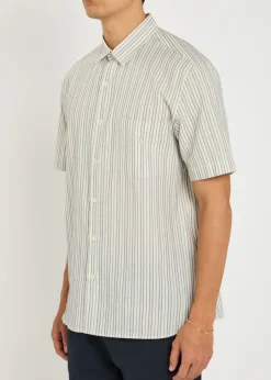 Striped embroidered cotton shirt