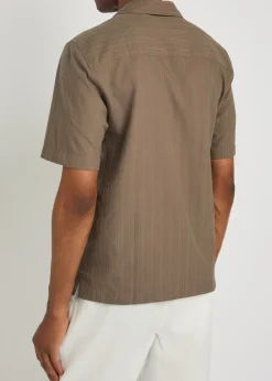 Striped embroidered cotton shirt