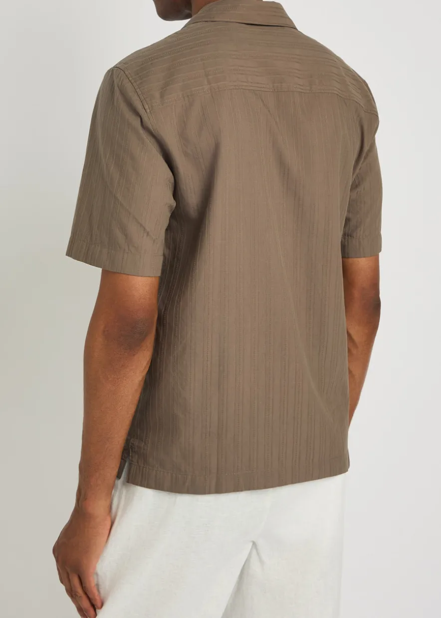 Striped embroidered cotton shirt