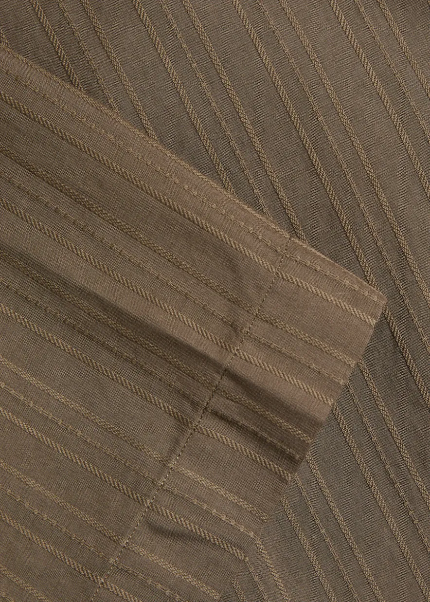Striped embroidered cotton shirt