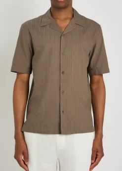 Striped embroidered cotton shirt