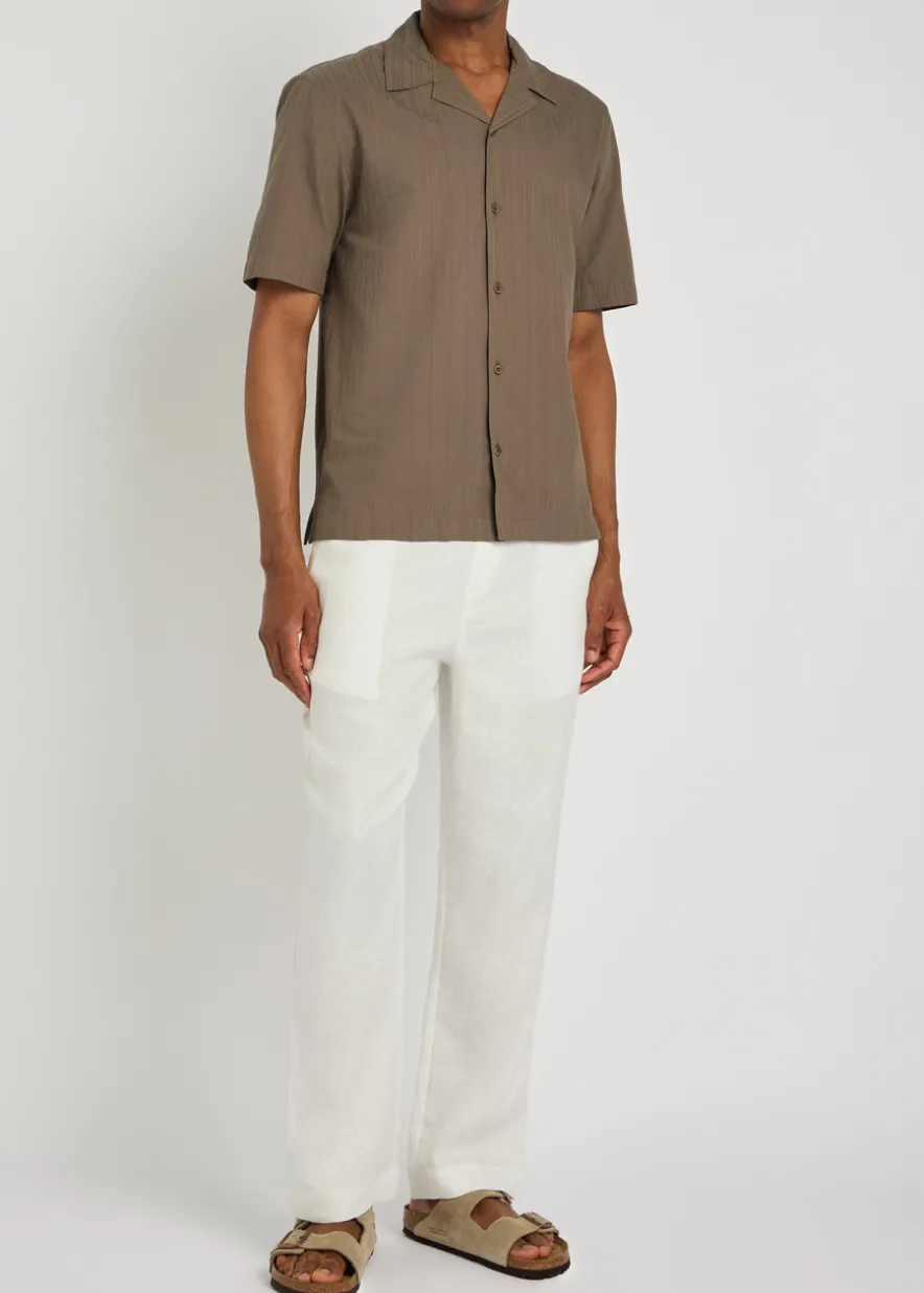 Striped embroidered cotton shirt
