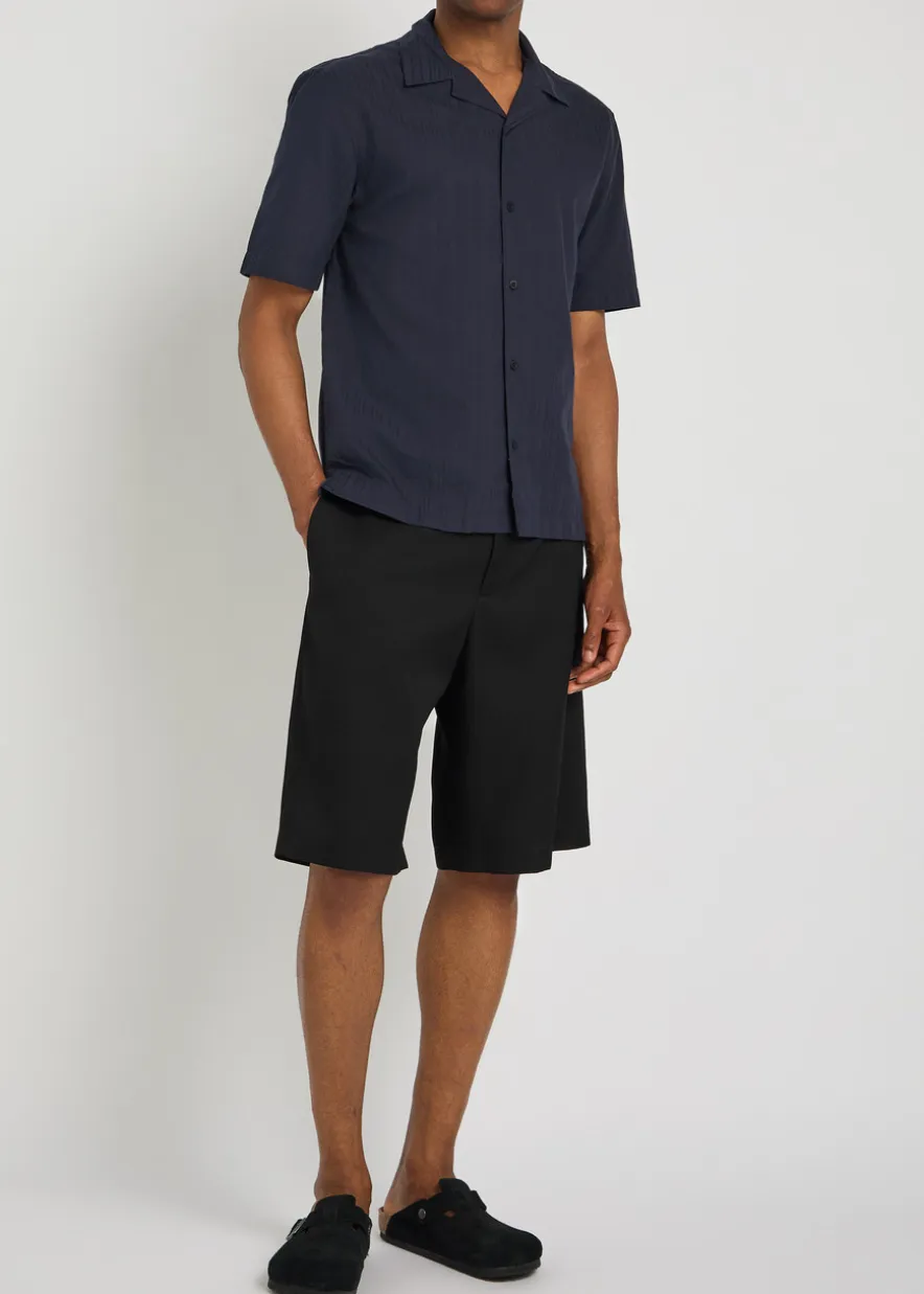 Striped embroidered cotton shirt