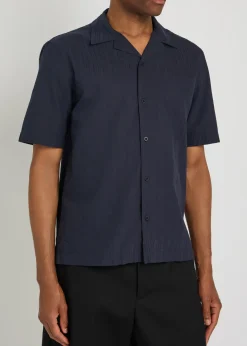 Striped embroidered cotton shirt