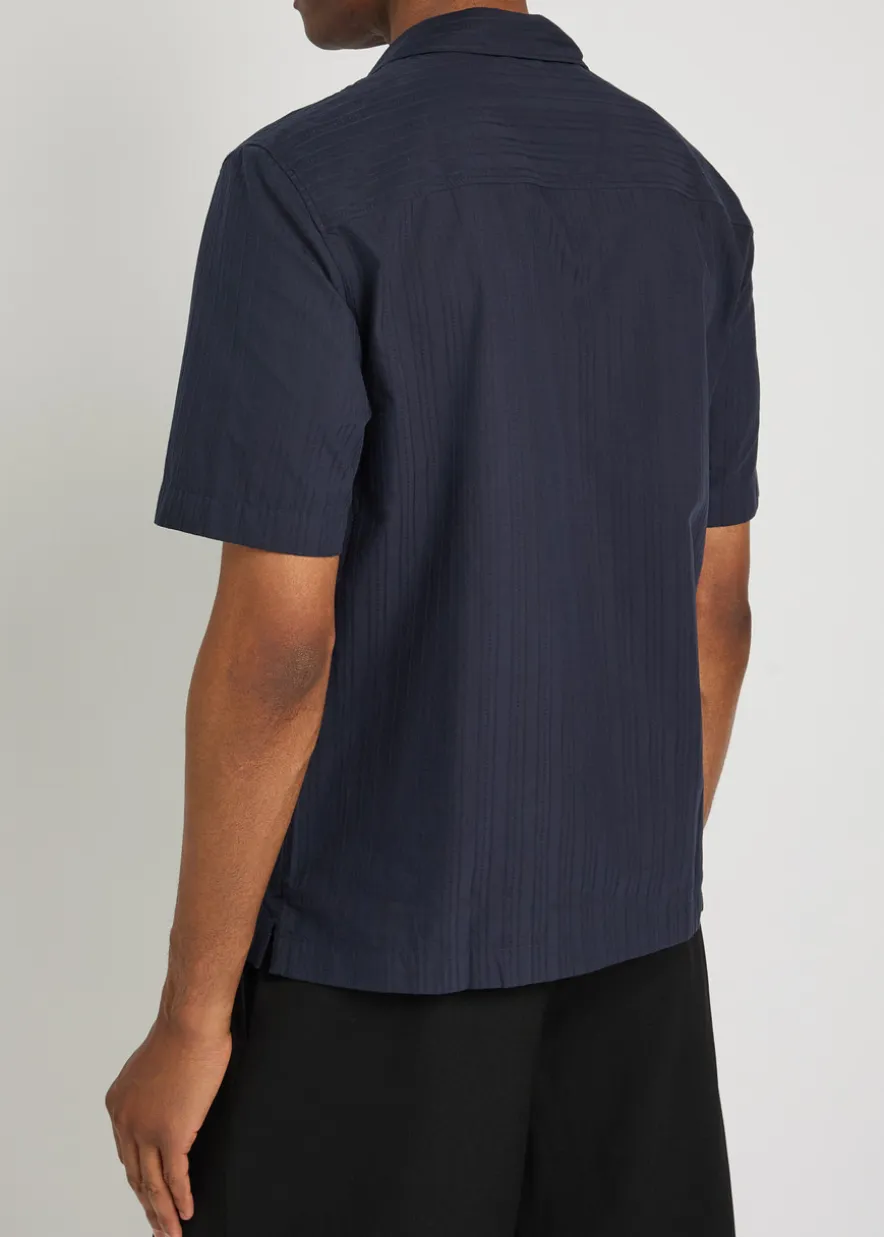 Striped embroidered cotton shirt