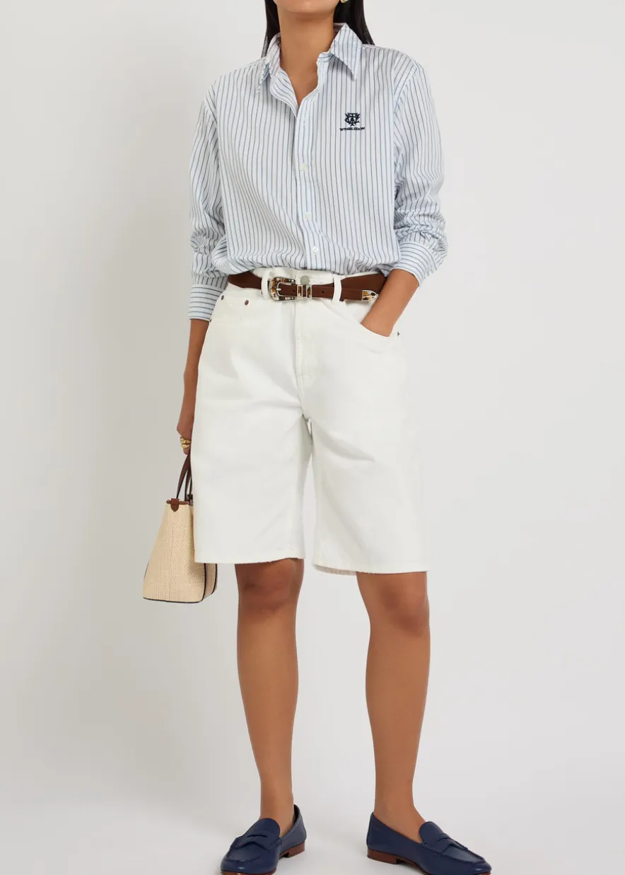Striped embroidered cotton shirt
