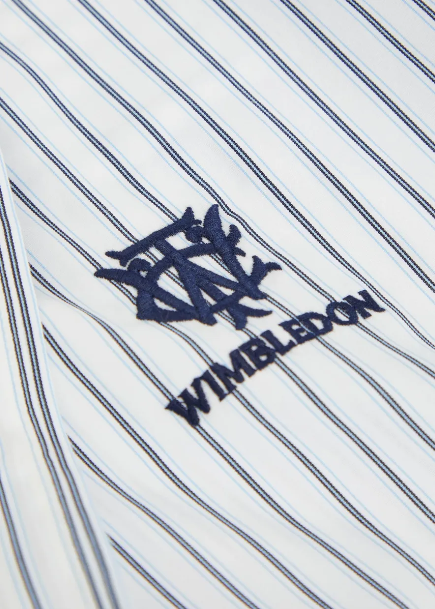 Striped embroidered cotton shirt