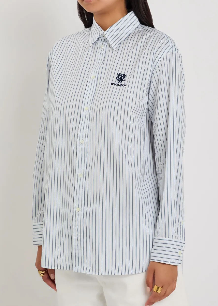 Striped embroidered cotton shirt
