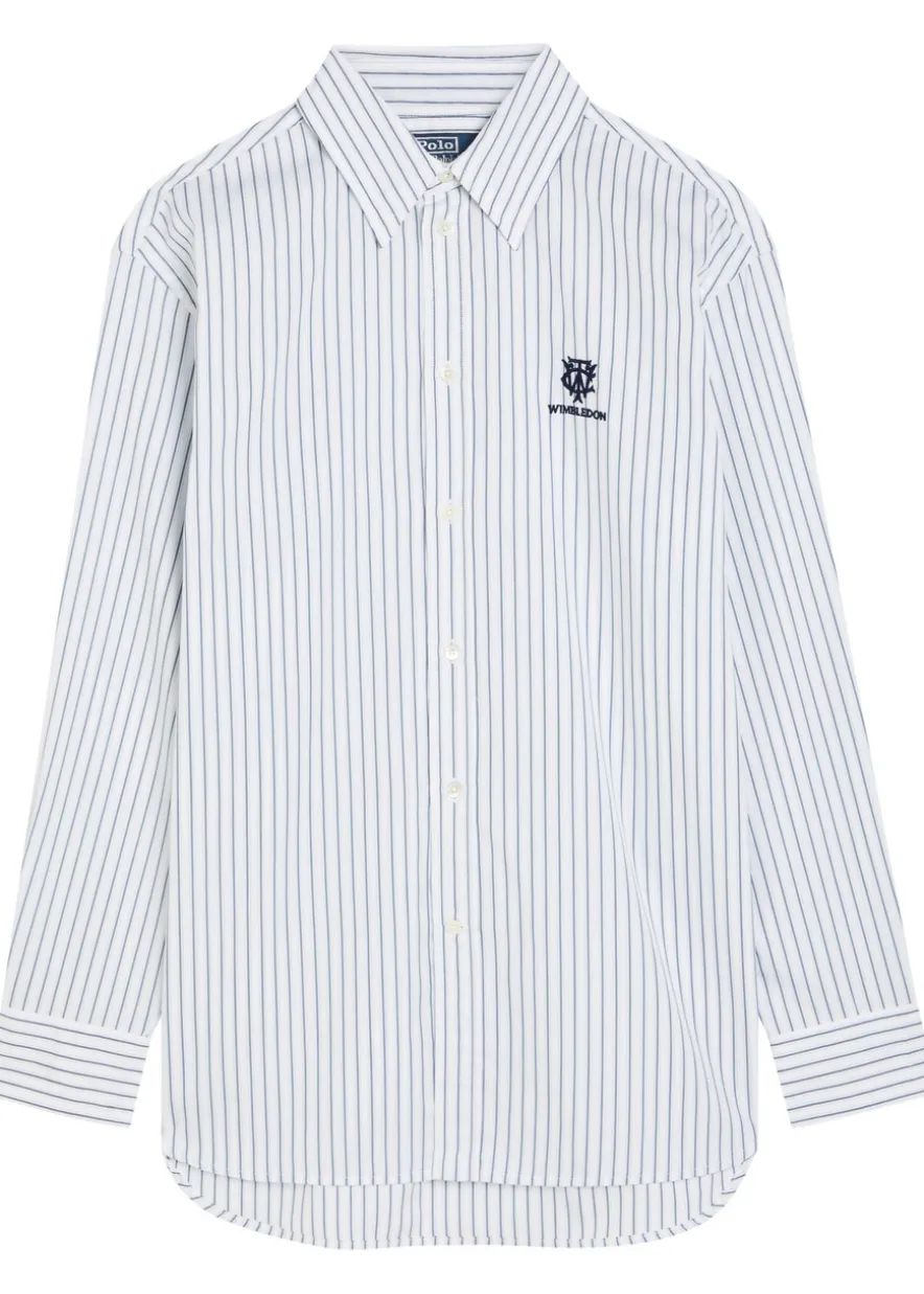 Striped embroidered cotton shirt