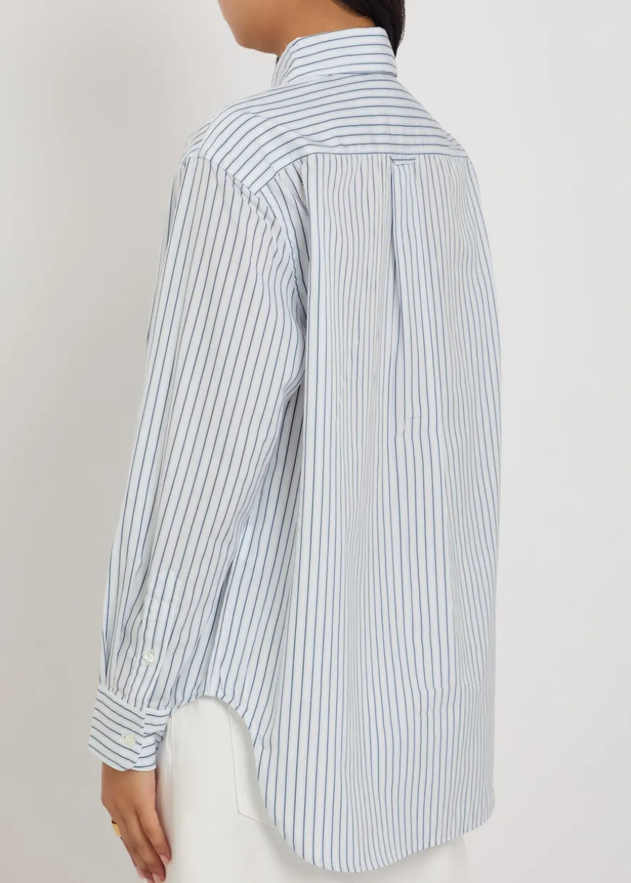 Striped embroidered cotton shirt