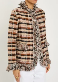 Striped fringed woven jacket