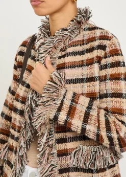 Striped fringed woven jacket