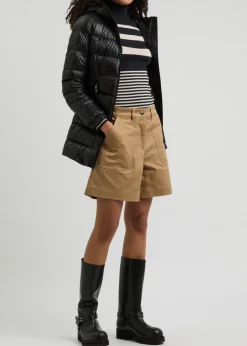 Striped-intarsia ribbed wool top