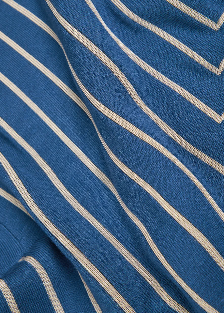 Striped-jacquard stretch-knit top