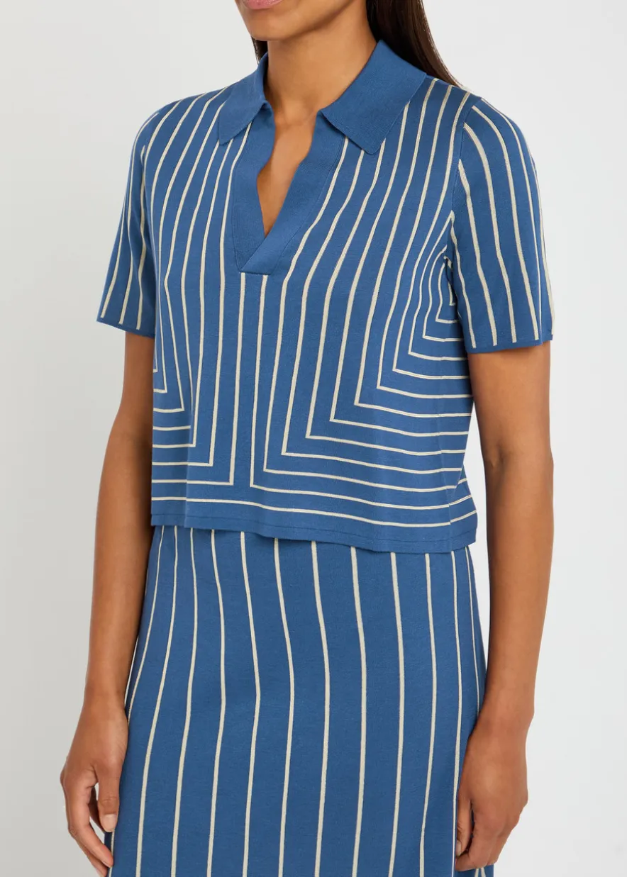 Striped-jacquard stretch-knit top