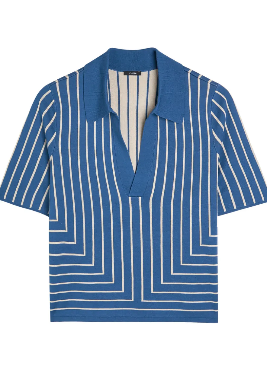 Striped-jacquard stretch-knit top