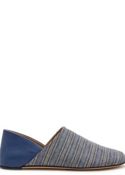 Striped-jacquard woven babouche flats