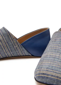 Striped-jacquard woven babouche flats