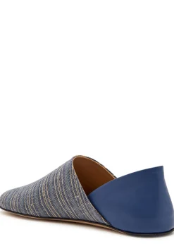 Striped-jacquard woven babouche flats