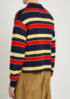 Striped knit polo shirt