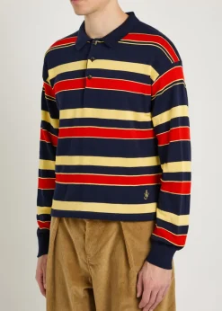 Striped knit polo shirt