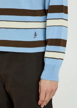 Striped knit polo shirt