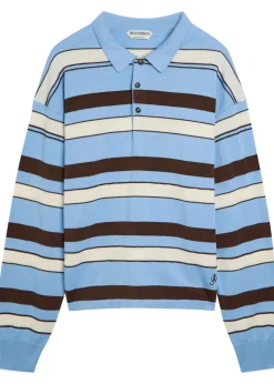 Striped knit polo shirt