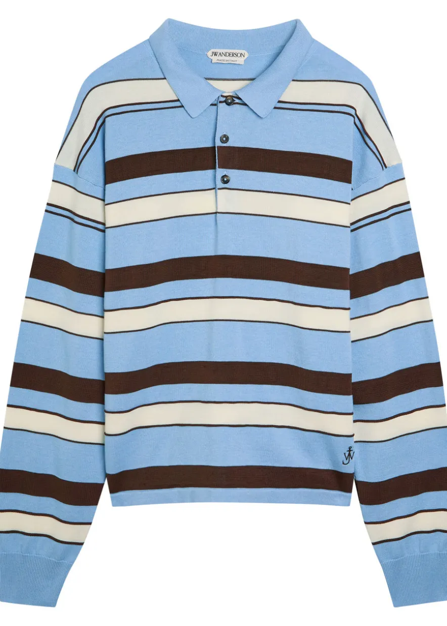 Striped knit polo shirt