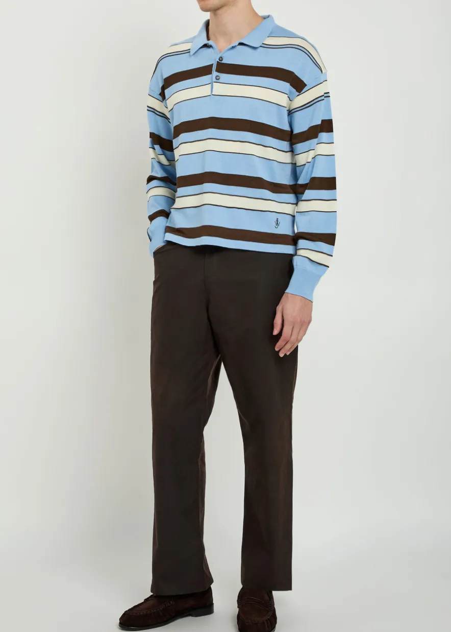 Striped knit polo shirt