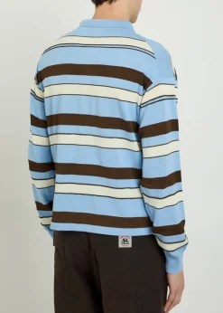Striped knit polo shirt