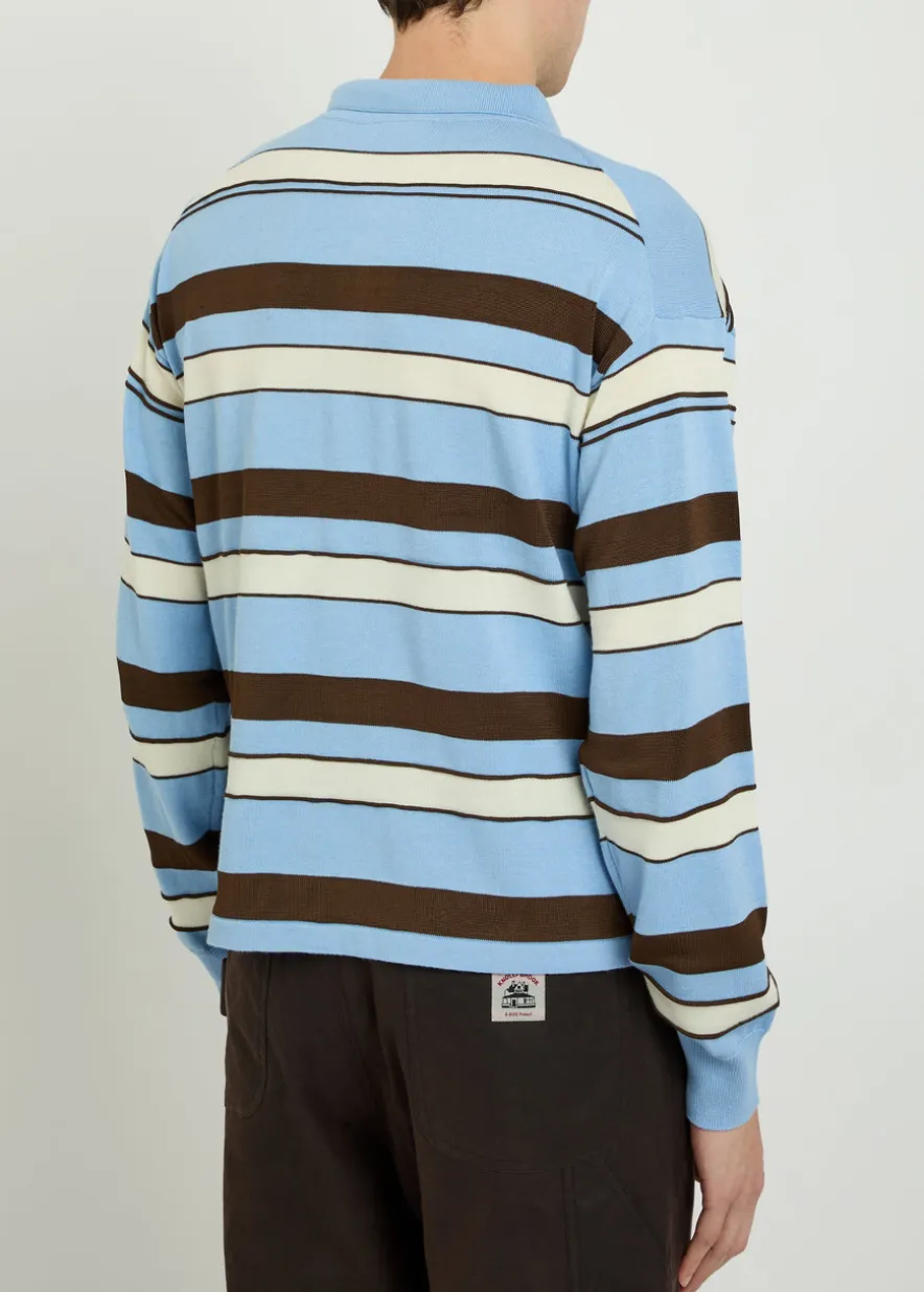Striped knit polo shirt