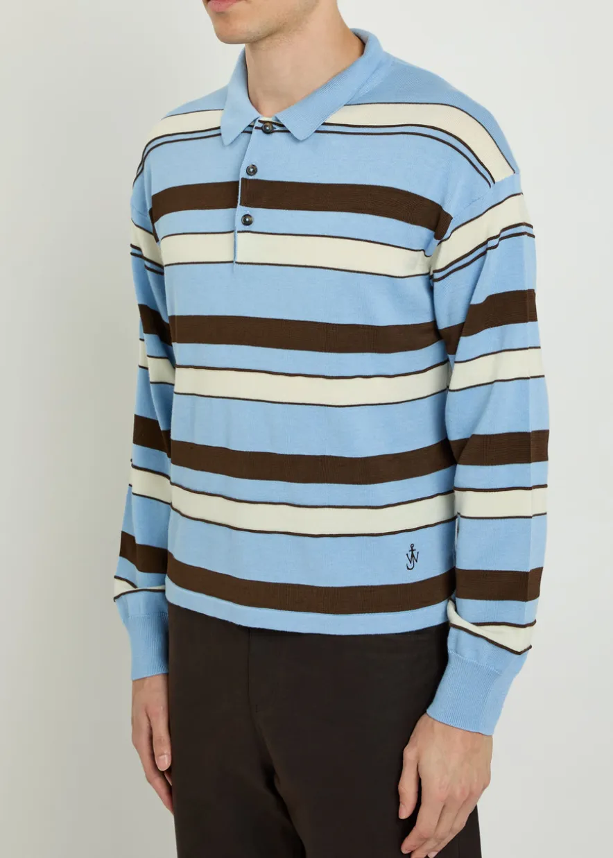Striped knit polo shirt