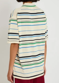 Striped knit polo shirt