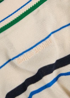 Striped knit polo shirt