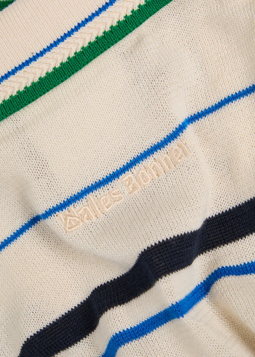 Striped knit polo shirt