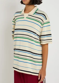 Striped knit polo shirt